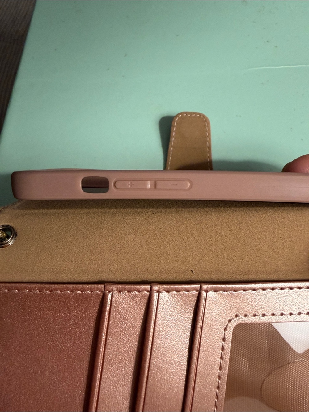 Ara Rose Gold Leather Wallet Phone Case with Wrist Strap - Picture 11 of 12
